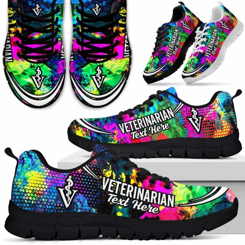SS-U-Nurse-Watercolor02NaSportline10a-Vet1-32@undefined-Veterinarian Vet Watercolor Sneakers Gym Running Shoes Gift Women Men. Custom Shoes.