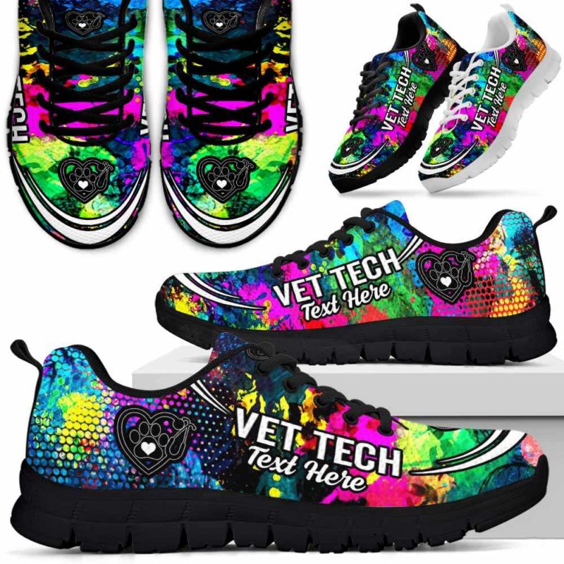 SS-U-Nurse-Watercolor02NaSportline10a-Vtec-31@undefined-Vet Tech Veterinary Technician Watercolor Sneakers Gym Running Shoes Gift Women Men. Custom Shoes.