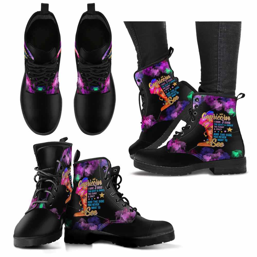 LBS-U-Age-212-Crc-0@ Age -2 Capricorn-Capricorn Woman, Capricorn Girl, Capricorn Queen Vegan Leather Boots For Women. Custom Personalized Birthday Gift For Women.