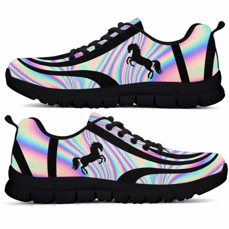 SS-U-Ani-LineAb1002-Hrse-26 @ Line Abstract Horse-Horse Sneakers Gym Running Shoes, Gift For Women And Men. Rainbow Color Gradient Custom Personalized Shoes.