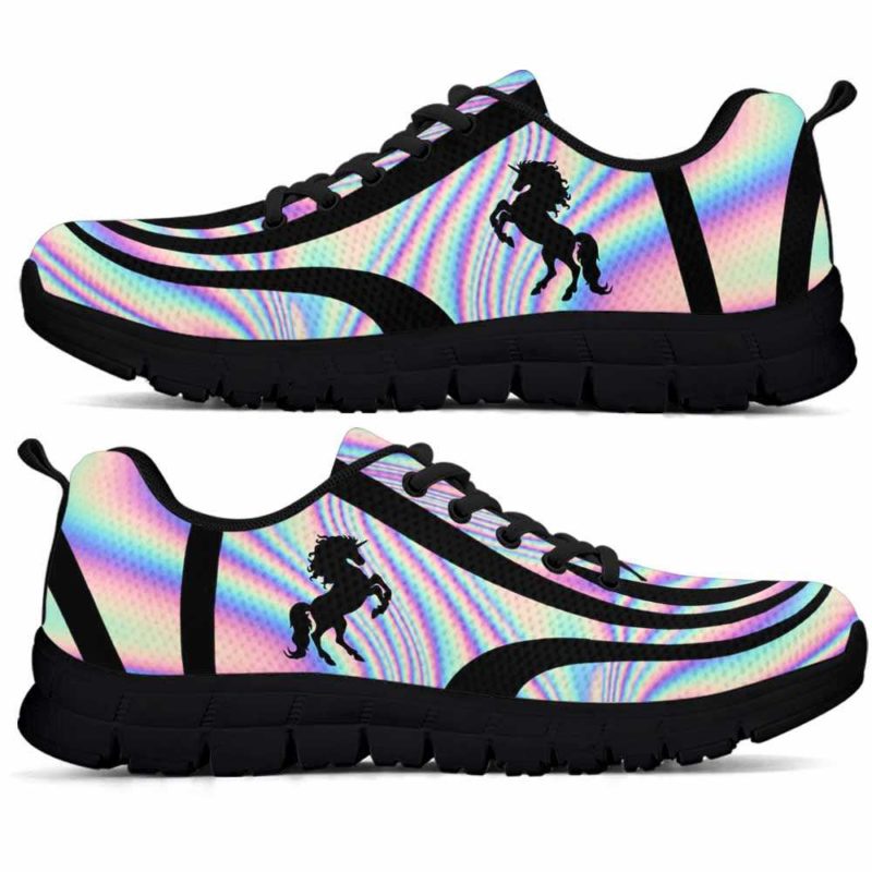 SS-U-Ani-LineAb1002-Uncr-59 @ Line Abstract Unicorn-Unicorn Sneakers Gym Running Shoes, Gift For Women And Men. Rainbow Color Gradient Custom Personalized Shoes.