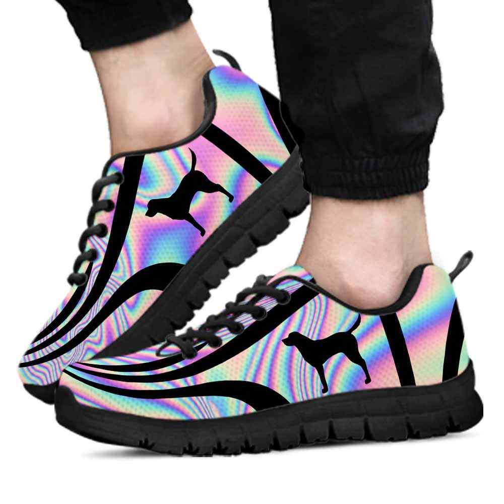 SS-U-Dog-LineAb1004-Lab-17 @ Line Abstract Lab-Lab Dog Lovers Sneakers Gym Running Shoes Gift For Women Men. Rainbow Color Gradient Dog Mom Dog Dad Custom Shoes. Labrador Retriever