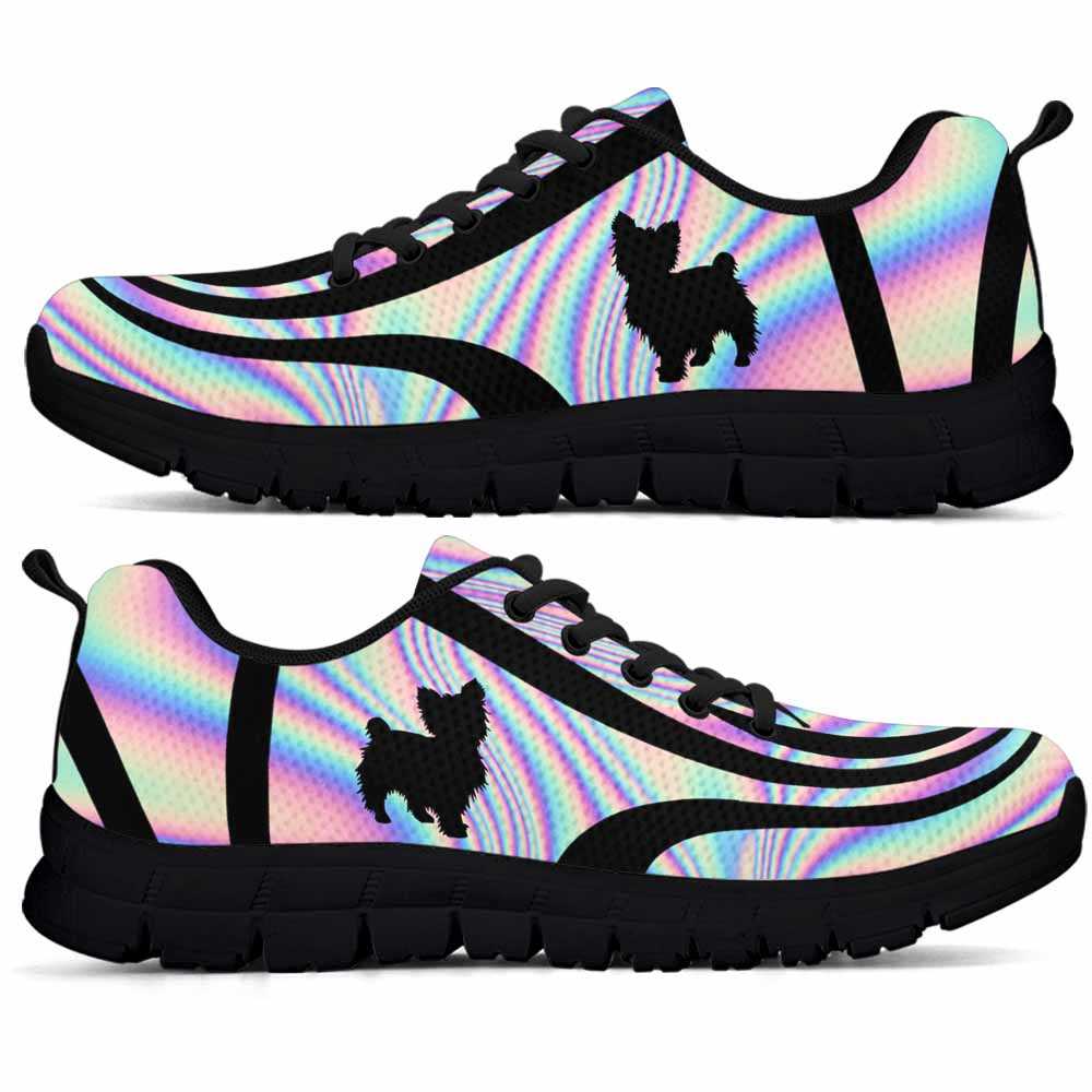 SS-U-Dog-LineAb1004-Yorkie-26 @ Line Abstract Yorkie-Yorkie Dog Lovers Sneakers Gym Running Shoes Gift For Women Men. Rainbow Color Gradient Dog Mom Dog Dad Custom Shoes. Yorkshire Terrier
