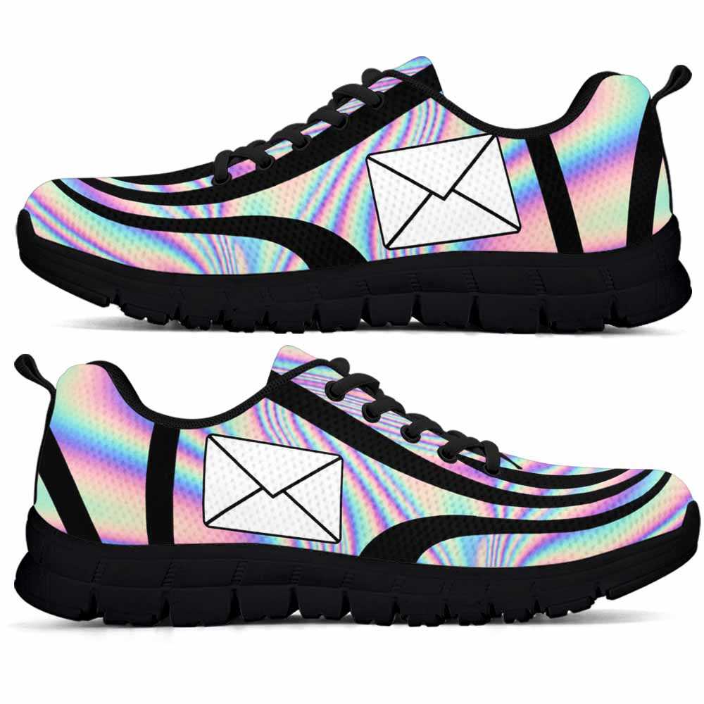 SS-U-Job-LineAb1002-Pker-38 @ Line Abstract Postal Worker-Postal Worker Postman Sneakers Gym Running Shoes, Gift For Women And Men. Rainbow Color Gradient Custom Personalized Shoes.