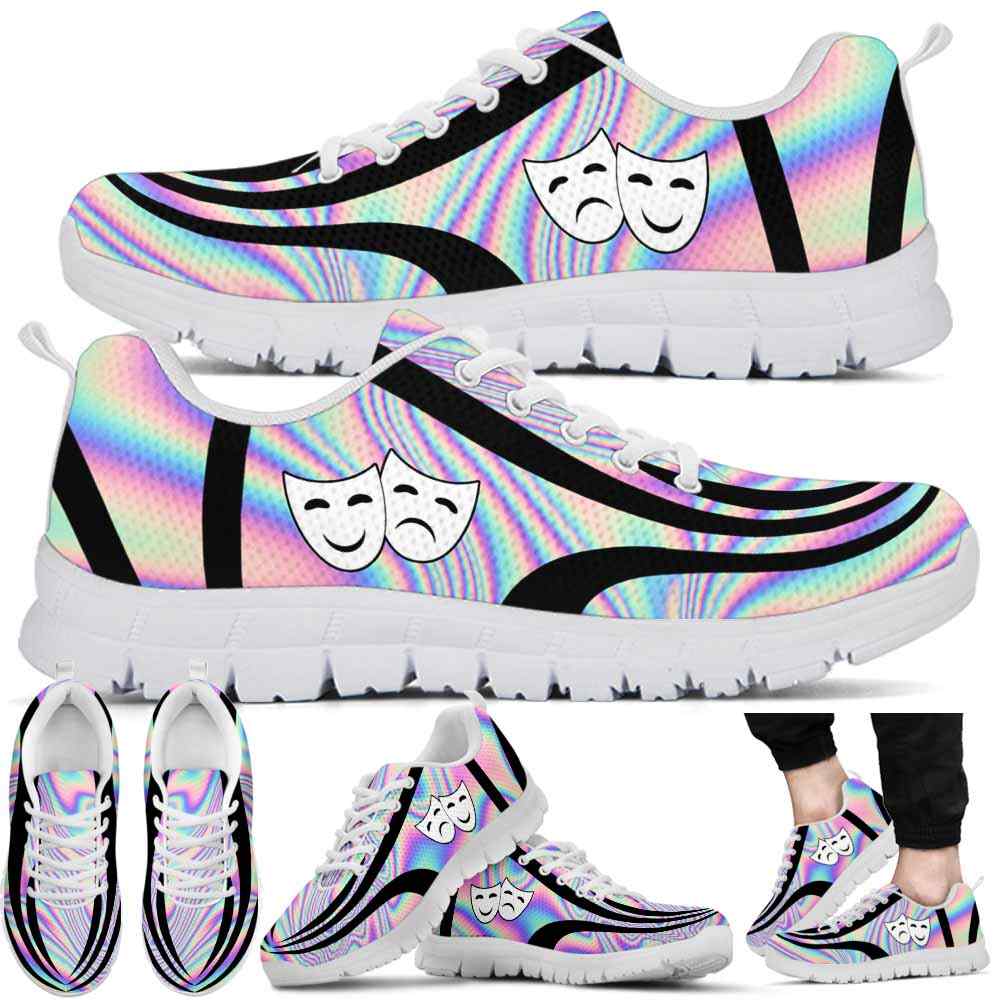 SS-U-Job-LineAb1003-Act-0 @ Line Abstract Actor-Actor Sneakers Gym Running Shoes, Gift For Women And Men. Rainbow Color Gradient Custom Personalized Shoes.