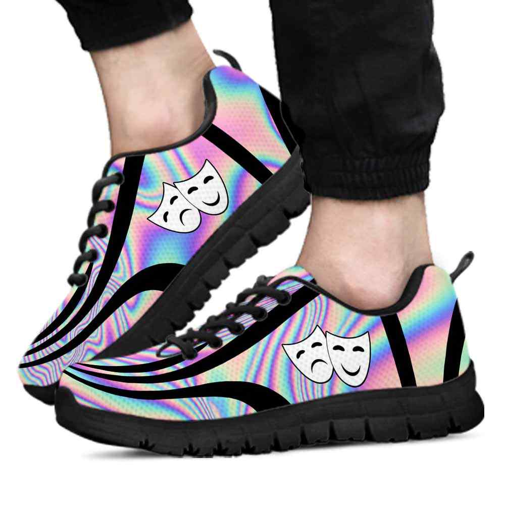 SS-U-Job-LineAb1003-Act-0 @ Line Abstract Actor-Actor Sneakers Gym Running Shoes, Gift For Women And Men. Rainbow Color Gradient Custom Personalized Shoes.