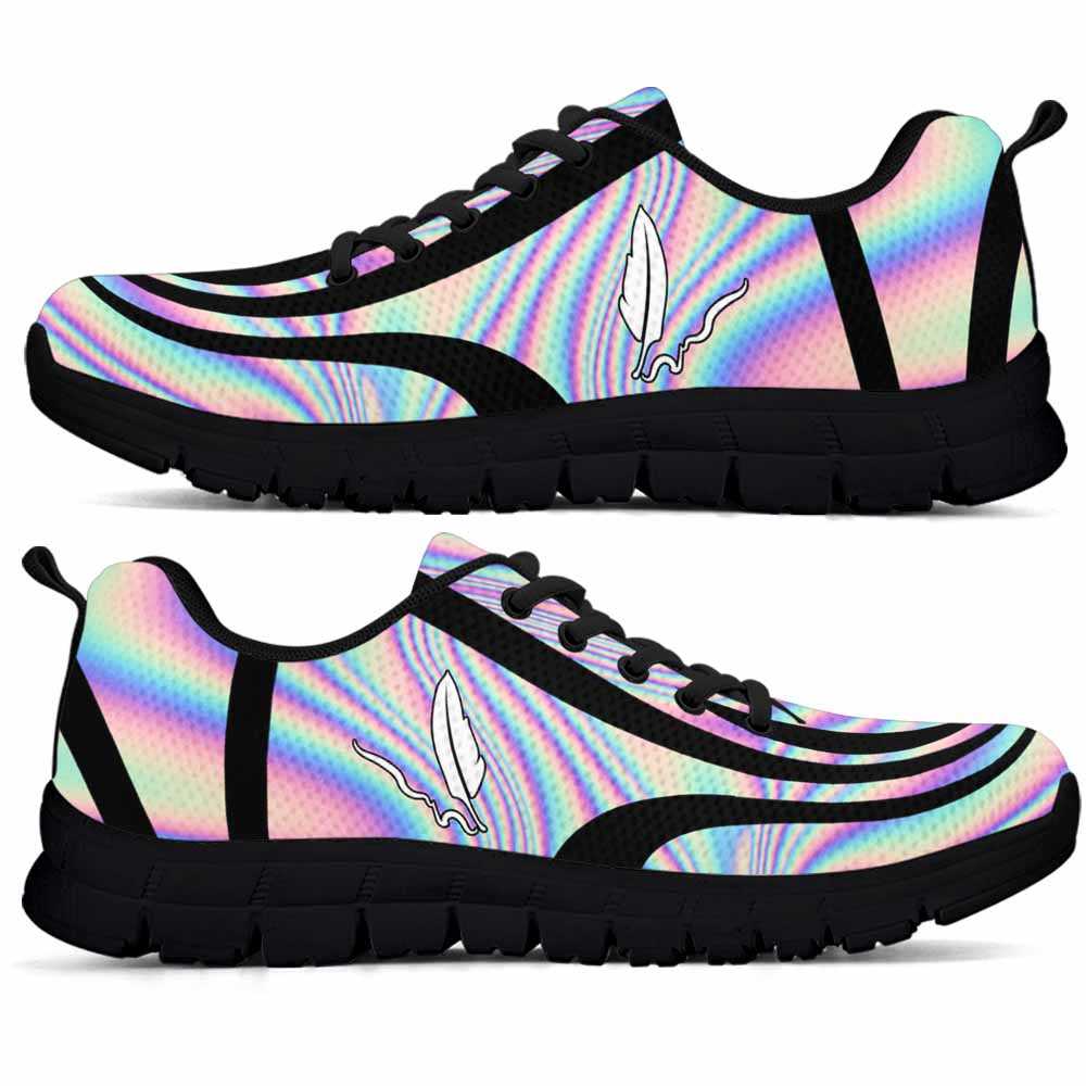 SS-U-Job-LineAb1003-Aut-4 @ Line Abstract Author-Author Sneakers Gym Running Shoes, Gift For Women And Men. Rainbow Color Gradient Custom Personalized Shoes.