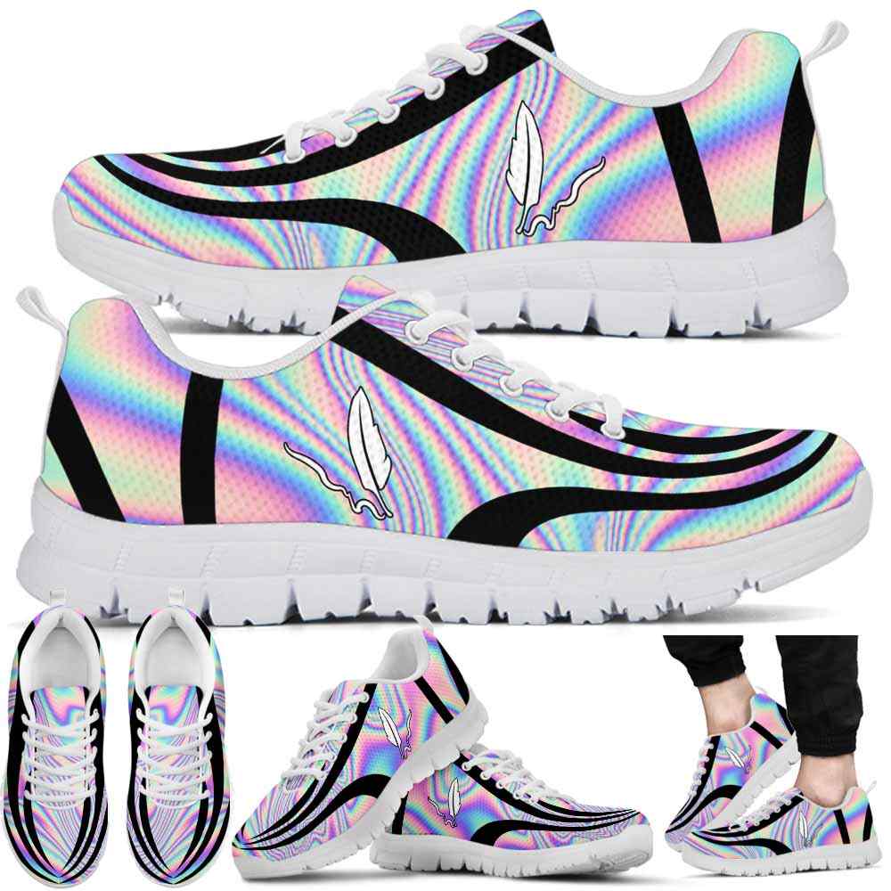 SS-U-Job-LineAb1003-Aut-4 @ Line Abstract Author-Author Sneakers Gym Running Shoes, Gift For Women And Men. Rainbow Color Gradient Custom Personalized Shoes.