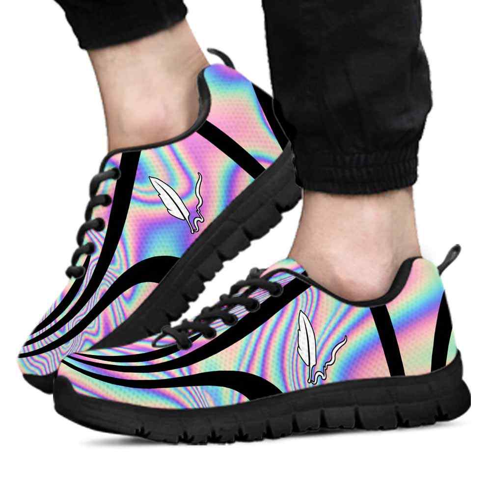 SS-U-Job-LineAb1003-Aut-4 @ Line Abstract Author-Author Sneakers Gym Running Shoes, Gift For Women And Men. Rainbow Color Gradient Custom Personalized Shoes.