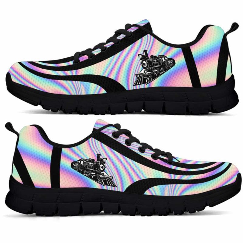 SS-U-Job-LineAb2002-Trdr-7 @ Line Abstract Train Driver-Train Driver Locomotive Operator Sneakers Gym Running Shoes, Gift For Women And Men. Rainbow Color Gradient Custom Personalized Shoes.