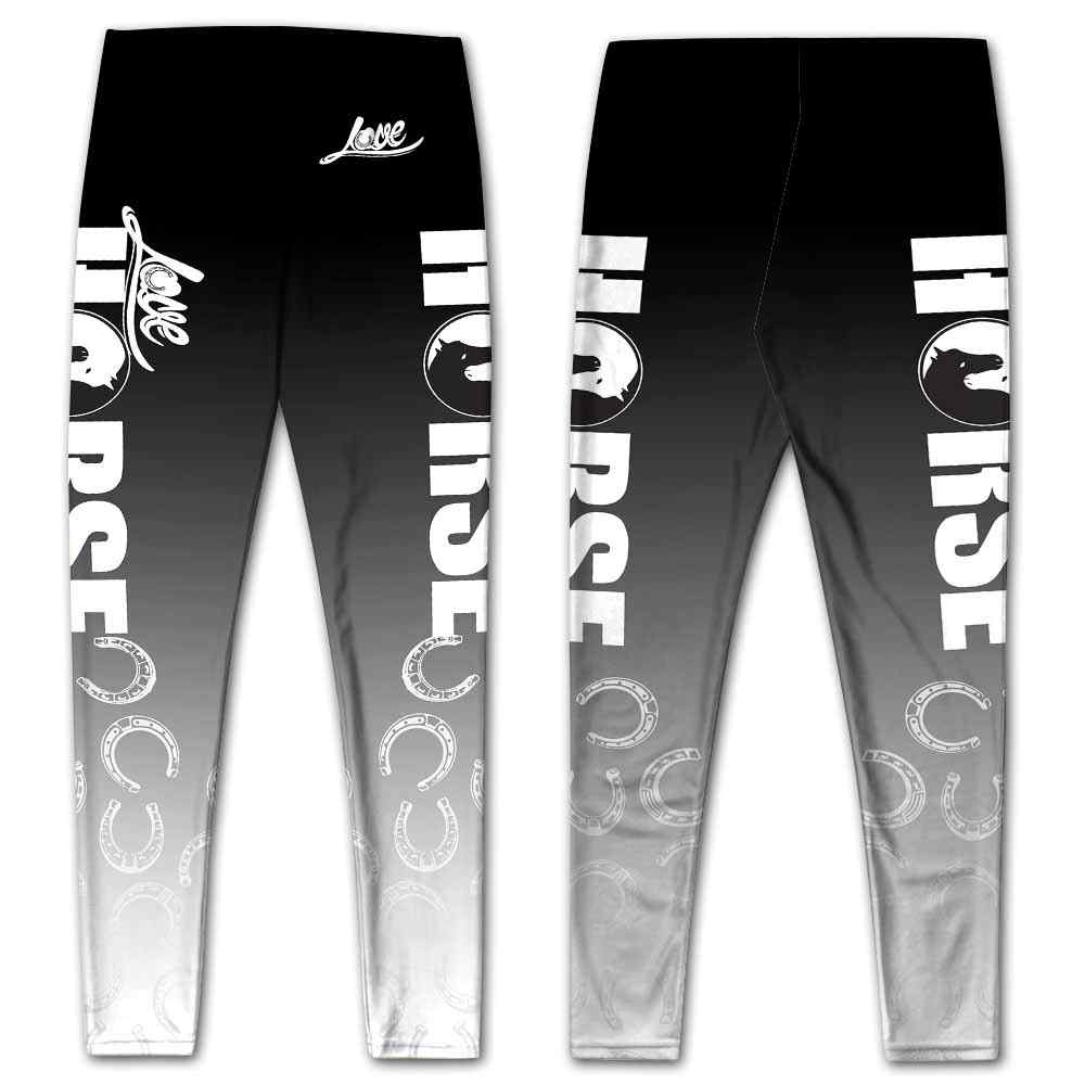 LEGG-W-Ani-YinAndYangHors-Hrse-1 @ Yin and Yang Horse Horseman and Rider-Horse Leggings For Women. Yin And Yang, Horse Horseman And Rider. Horse Printed Leggings. Women Leggings. Yoga Workout Custom Leggings Gift.