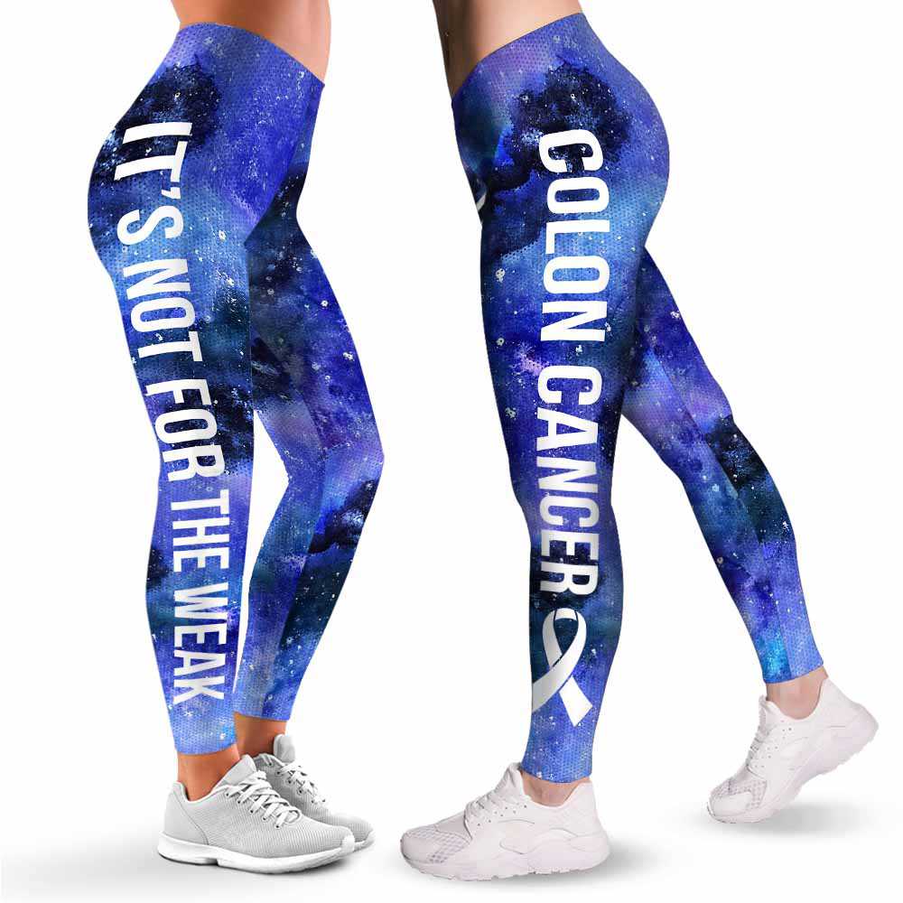 LEGG-W-Awa-ColoCancWate-ColCan-3 @ Colon Cancer Warrior NFTW-Colon Cancer Colorectal Cancer Awareness Ribbon Leggings For Women. Women Leggings. Custom Gift For Survivor Warrior. Not For The Weak.