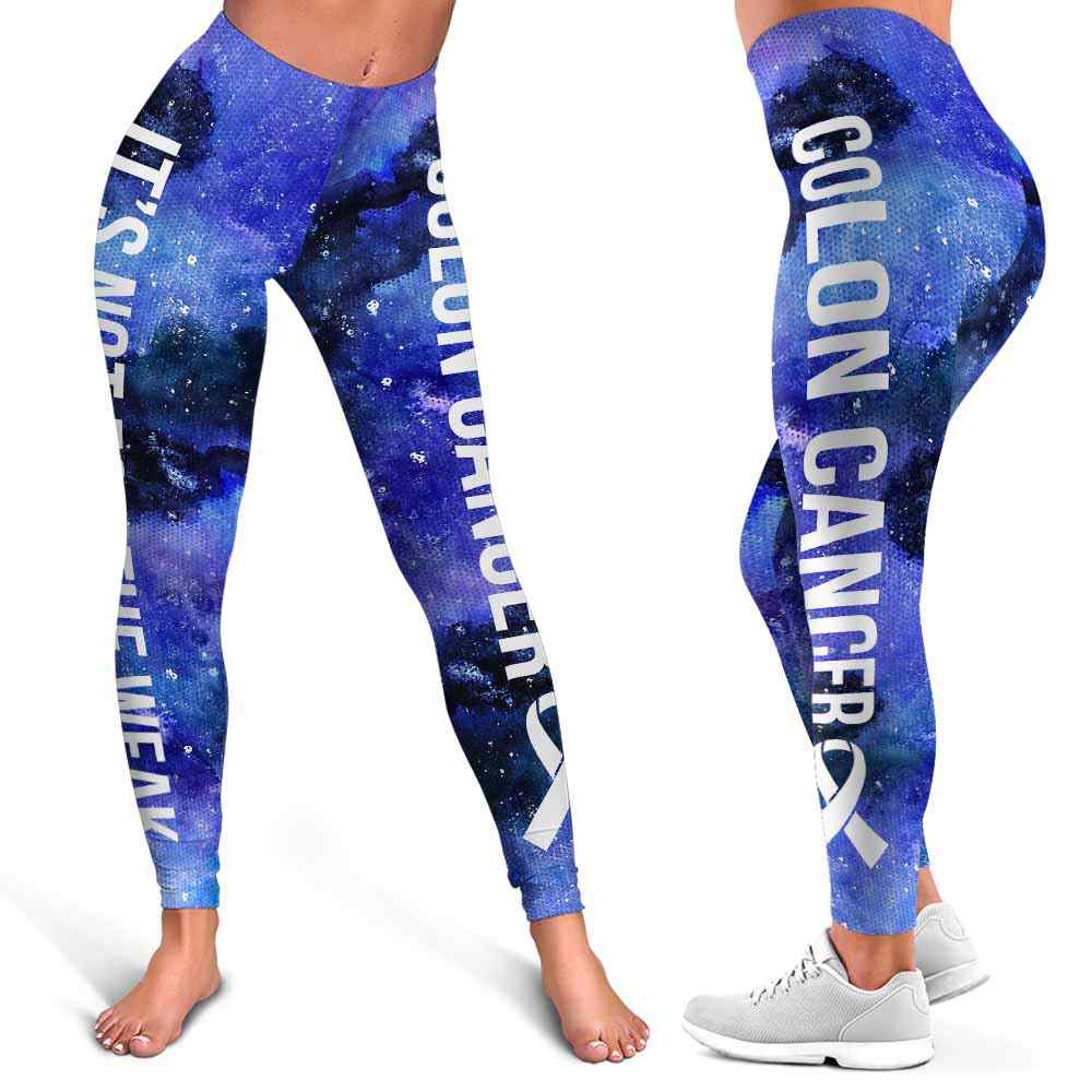 LEGG-W-Awa-ColoCancWate-ColCan-3 @ Colon Cancer Warrior NFTW-Colon Cancer Colorectal Cancer Awareness Ribbon Leggings For Women. Women Leggings. Custom Gift For Survivor Warrior. Not For The Weak.