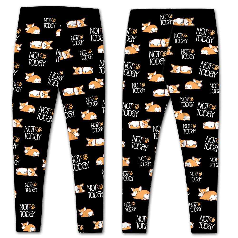 LEGG-W-Dog-LazyCorg-Corgi-0 @ Cute Lazy Corgi Not Today 2-Corgi Dog Lovers Cute Lazy Corgi Not Today Leggings For Women. Workout Yoga Women Leggings. Dog Mom Custom Gift.