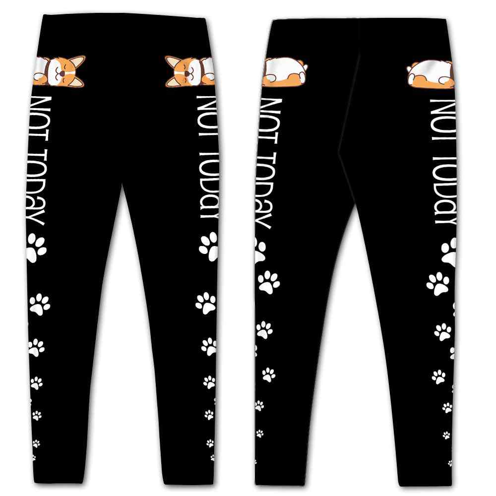 LEGG-W-Dog-LazyCorg-Corgi-1 @ Cute Lazy Corgi Not Today-Corgi Dog Lovers Not Today Cute Lazy Corgi Leggings For Women. Workout Yoga Women Leggings. Dog Mom Custom Gift.