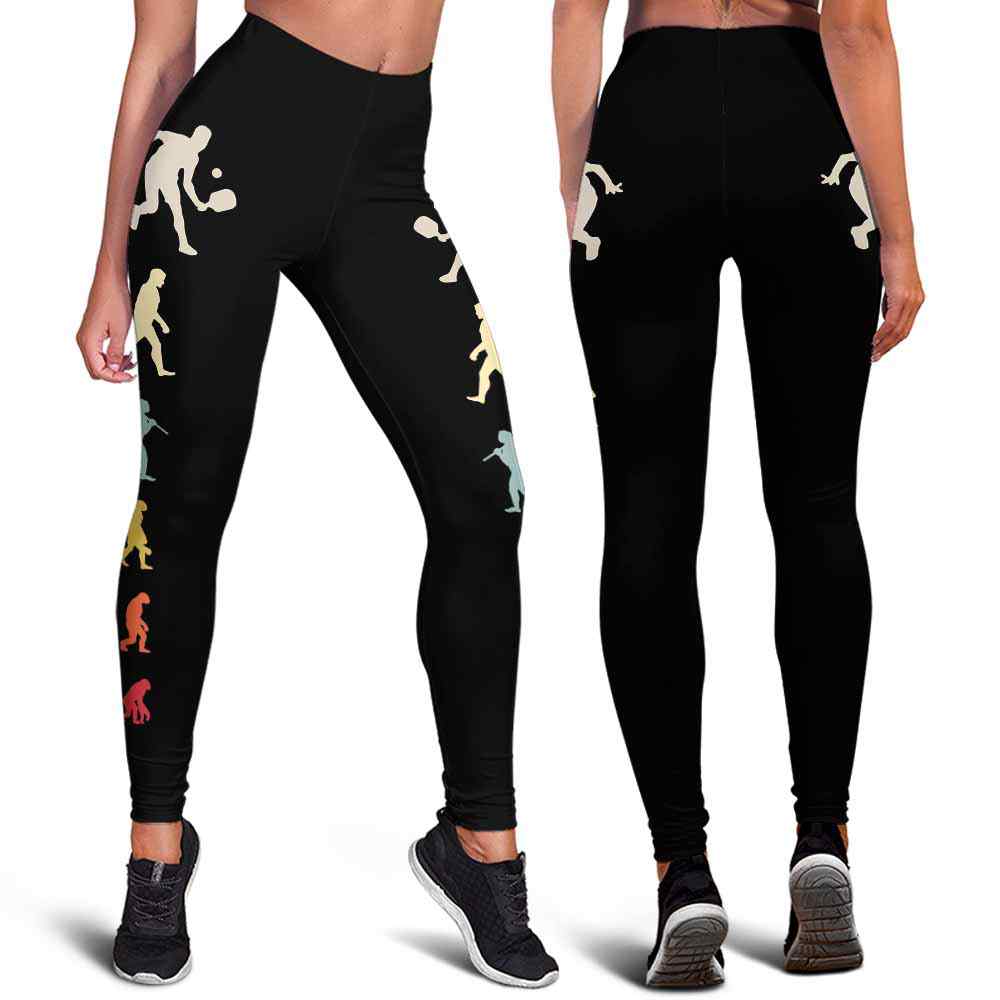 LEGG-W-Hobb-PickEvolOfMan-Pklb-0 @ Retro Vintage Pickleball Evolution Of Man-Pickleball Leggings For Women. Retro Vintage Pickleball Evolution Of Man Pattern Women Leggings. Yoga Workout Custom Personalized Gift.