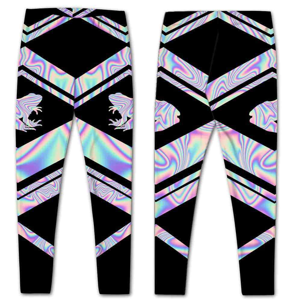 LEGG-W-Ani-Vy1AnimPinkLine-Frog-0 @ Frog-Frog Leggings For Women. Colorful Color Gradient Frog Pattern Printed Leggings. Yoga Workout Custom Women Leggings Gift For Her.