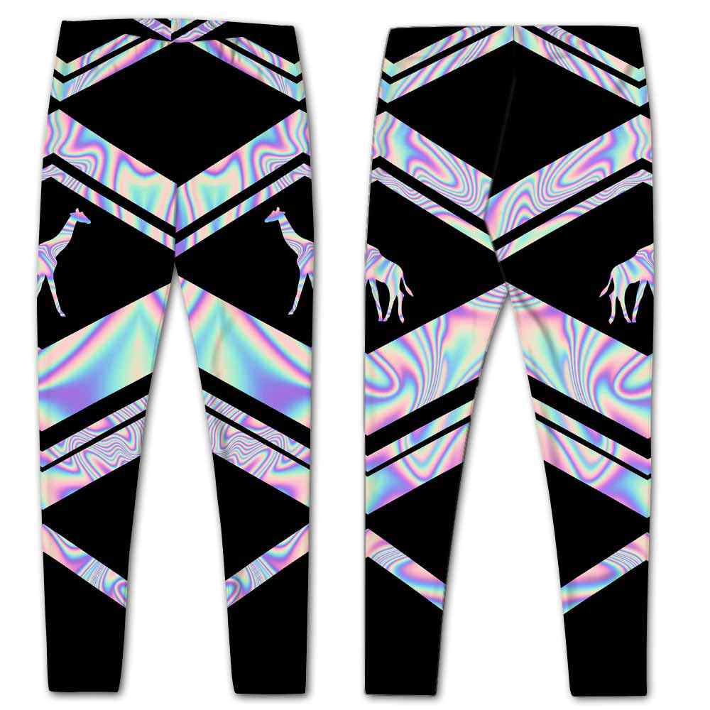 LEGG-W-Ani-Vy1AnimPinkLine-Gira-0 @ Giraffe-Giraffe Leggings For Women. Colorful Color Gradient Giraffe Pattern Printed Leggings. Yoga Workout Custom Women Leggings Gift For Her.