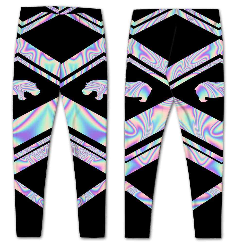 LEGG-W-Ani-Vy1AnimPinkLine-Hipp-0 @ Hippo-Hippo Leggings For Women. Colorful Color Gradient Hippopotamus Pattern Printed Leggings. Yoga Workout Custom Women Leggings Gift For Her.