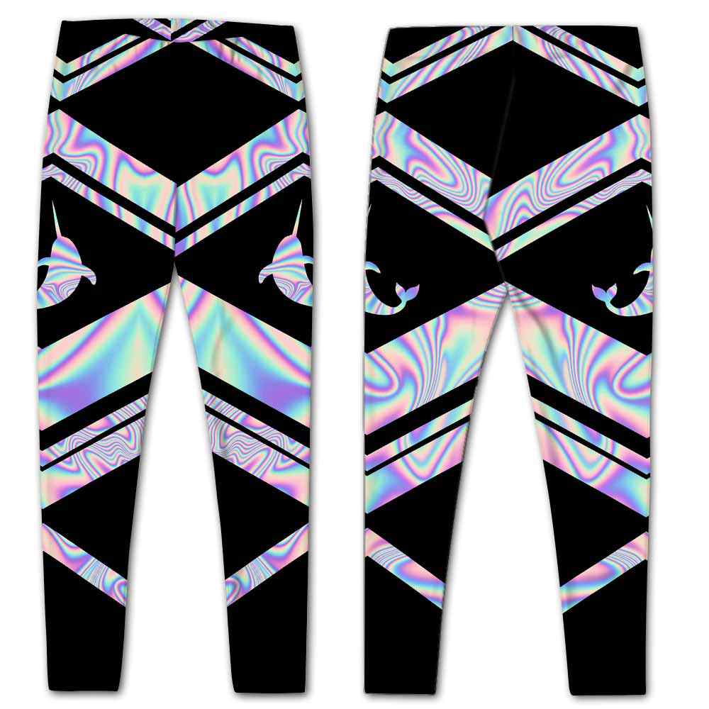 LEGG-W-Ani-Vy1AnimPinkLine-Nwal-0 @ Narwhal-Narwhal Leggings For Women. Colorful Color Gradient Narwhal Pattern Printed Leggings. Yoga Workout Custom Women Leggings Gift For Her.