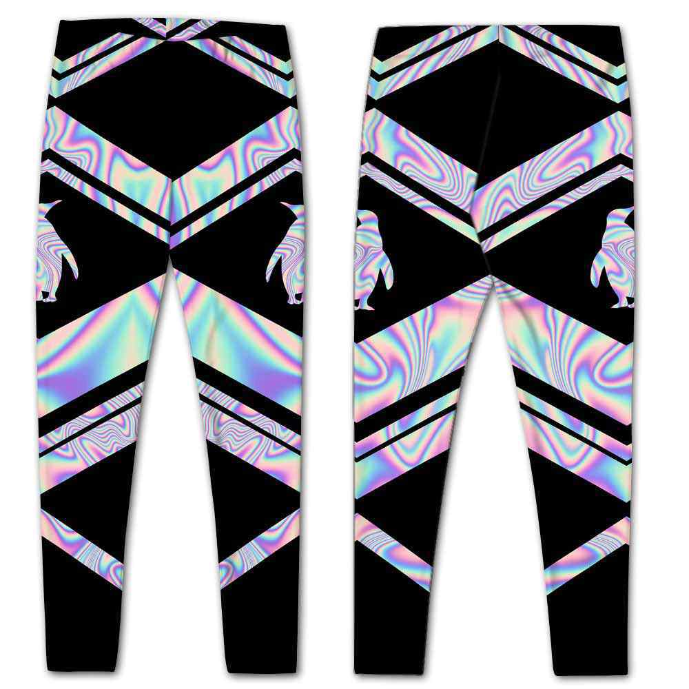 LEGG-W-Ani-Vy1AnimPinkLine-Pgne-0 @ Pinguine-Pinguine Leggings For Women. Colorful Color Gradient Pinguine Pattern Printed Leggings. Yoga Workout Custom Women Leggings Gift For Her.