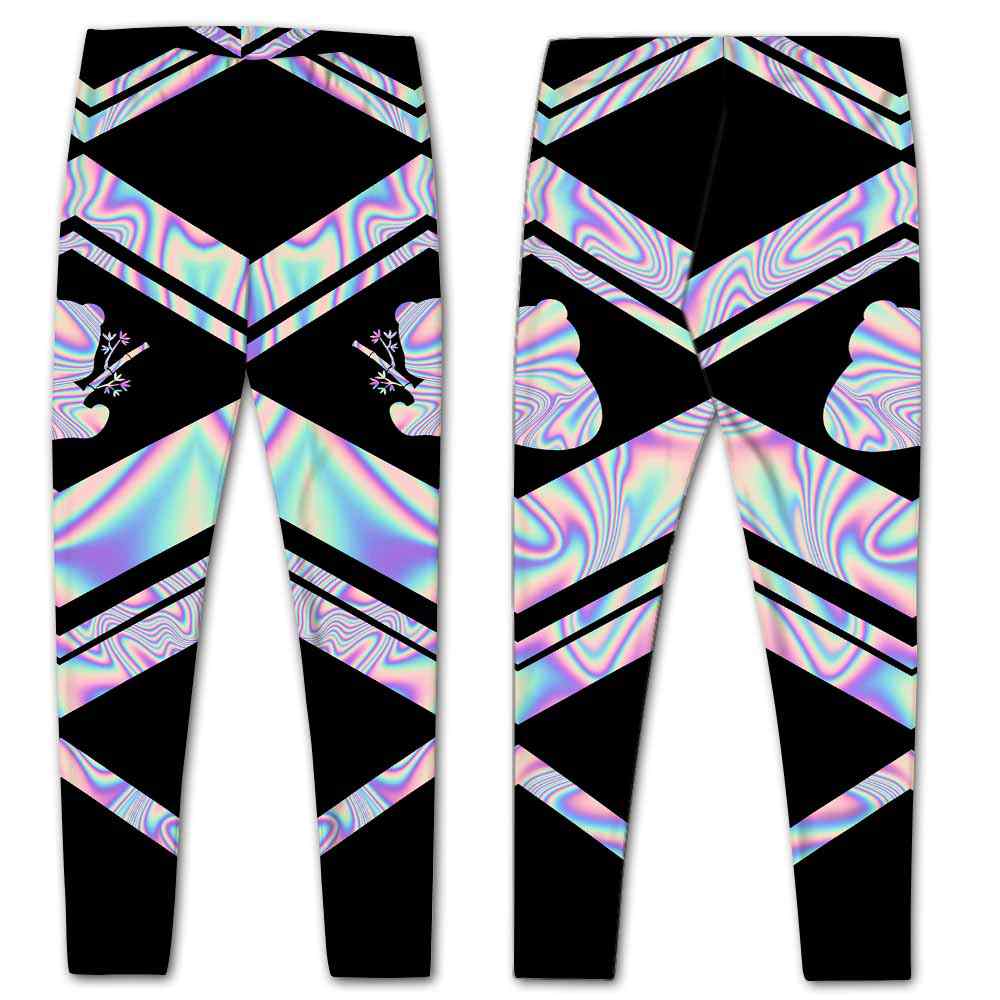 LEGG-W-Ani-Vy1AnimPinkLine-Pnda-0 @ Panda-Panda Leggings For Women. Colorful Color Gradient Panda Pattern Printed Leggings. Yoga Workout Custom Women Leggings Gift For Her.