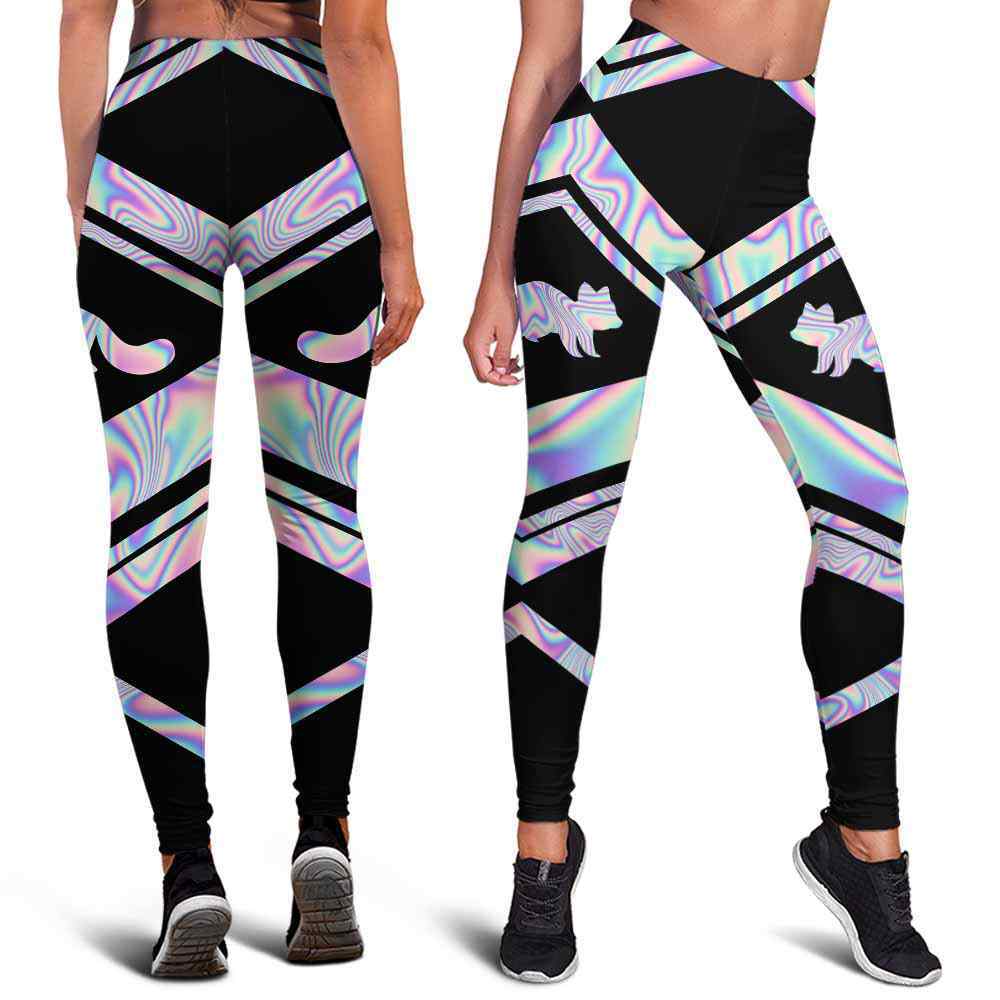 LEGG-W-Ani-Vy1AnimPinkLine-Pnda-1 @ Red Panda-Panda Leggings For Women. Colorful Color Gradient Panda Pattern Printed Leggings. Yoga Workout Custom Women Leggings Gift For Her.