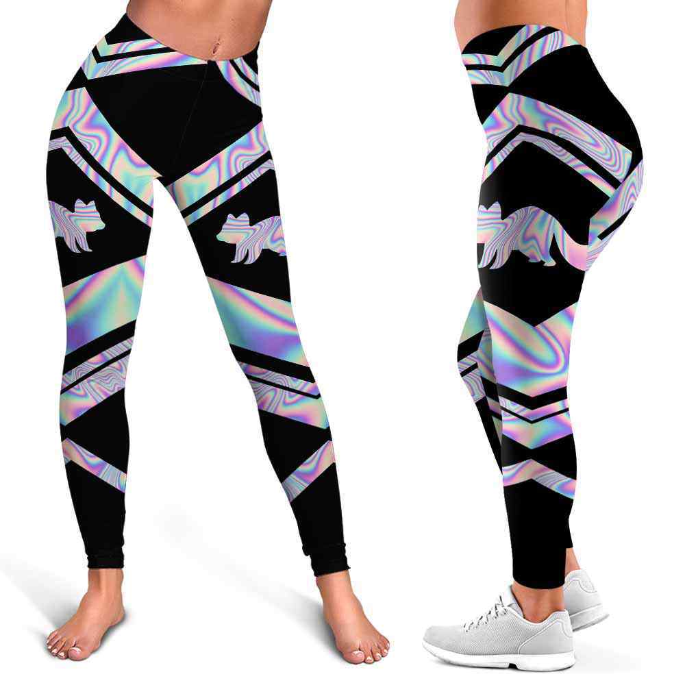 LEGG-W-Ani-Vy1AnimPinkLine-Pnda-1 @ Red Panda-Panda Leggings For Women. Colorful Color Gradient Panda Pattern Printed Leggings. Yoga Workout Custom Women Leggings Gift For Her.