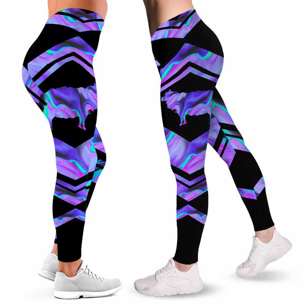 LEGG-W-Ani-Vy1AnimWate-Shep-0 @ Sheep-Sheep Leggings For Women. Love Sheep Color Wave Sheep Pattern Printed Leggings. Yoga Workout Custom Women Leggings Gift For Her.