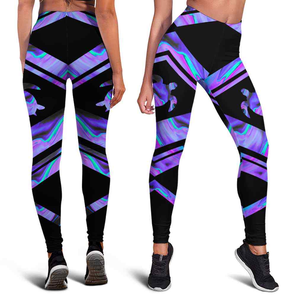 LEGG-W-Ani-Vy1AnimWate-Ttle-0 @ Turtle-Turtle Leggings For Women. Love Turtle Color Wave Turtle Pattern Printed Leggings. Yoga Workout Custom Women Leggings Gift For Her.