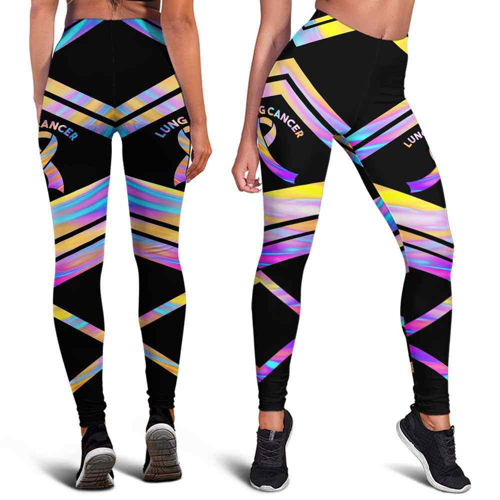 LEGG-W-Awa-LungCancLine-LunCan-0 @ Lung Cancer Line-Lung Cancer Awareness Ribbon Leggings For Women. Colorful Line Pattern Women Leggings. Custom Gift For Her, Gift For Survivor Fighter.