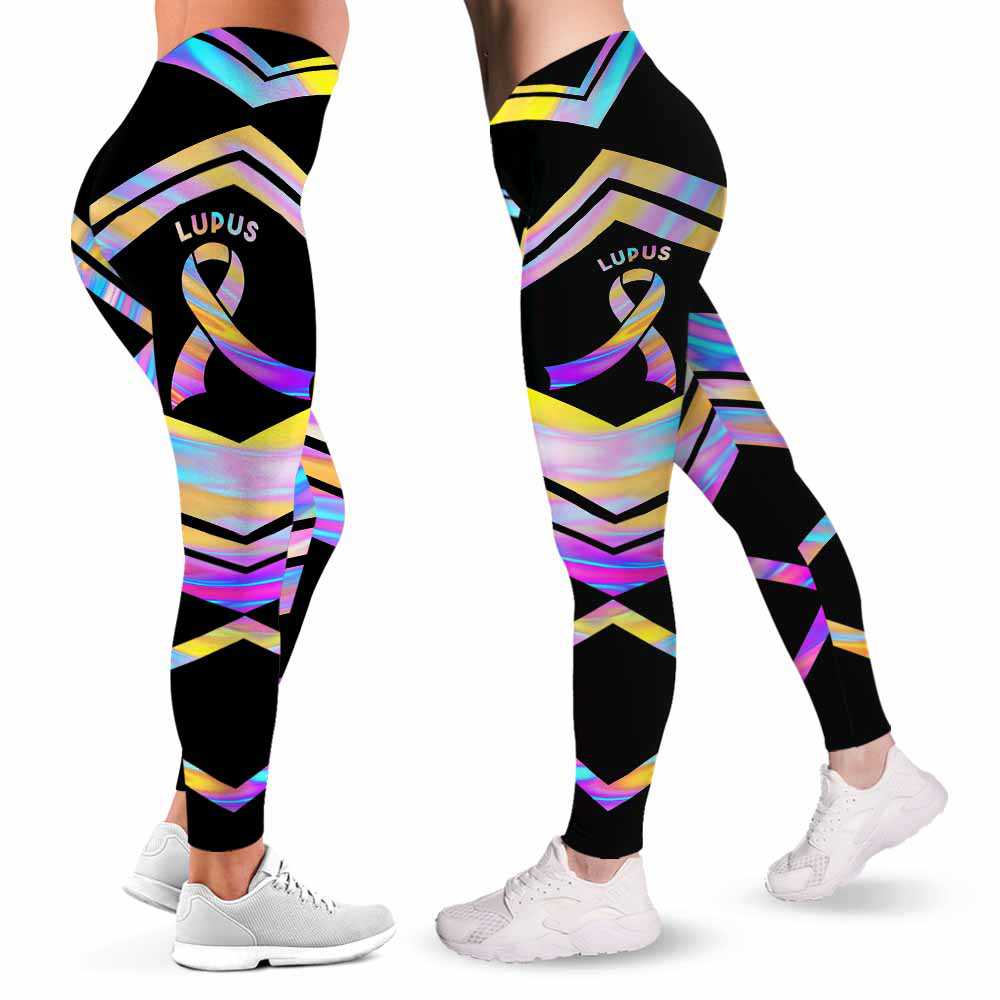 LEGG-W-Awa-LupuLine-Lupus-0 @ Lupus Line-Lupus Awareness Ribbon Leggings For Women. Colorful Line Pattern Women Leggings. Custom Gift For Her, Gift For Survivor Fighter.