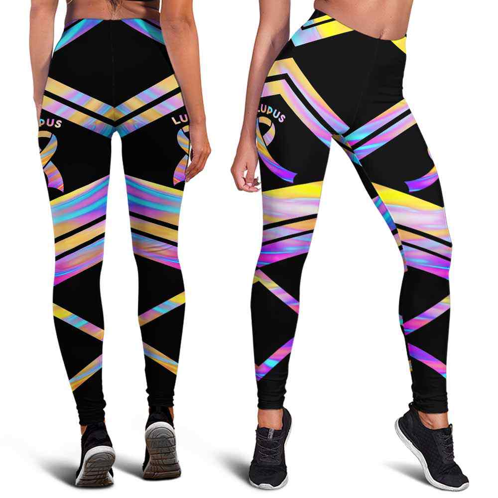 LEGG-W-Awa-LupuLine-Lupus-0 @ Lupus Line-Lupus Awareness Ribbon Leggings For Women. Colorful Line Pattern Women Leggings. Custom Gift For Her, Gift For Survivor Fighter.
