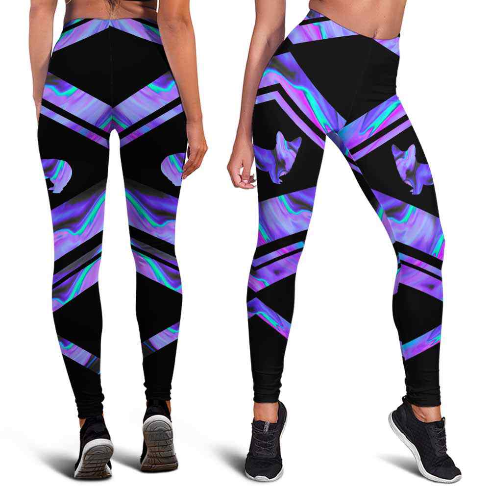 LEGG-W-Dog-Vy1DogWate-Corgi-0 @ Corgi-Corgi Leggings For Women. Blue Purple Pattern Women Leggings. Dog Mom Workout Yoga Dog Leggings. Custom Gift For Dog Lovers.