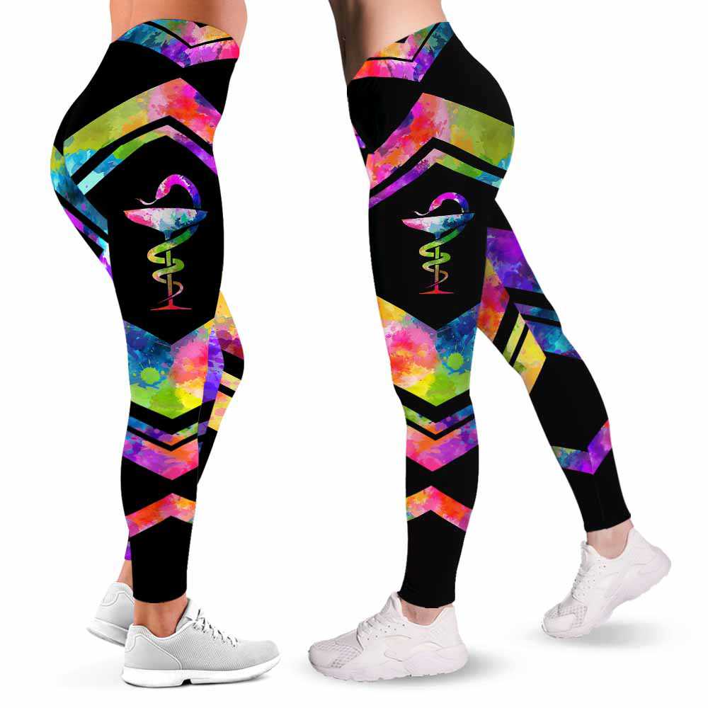 LEGG-W-Nur-Vy1NursJobRainLine-Phacist-0 @ Pharmacist-Proud Pharmacist Leggings For Women. Colorful Watercolor Pattern Women Leggings. Yoga Workout Custom Gift For Her, Gift For Women.