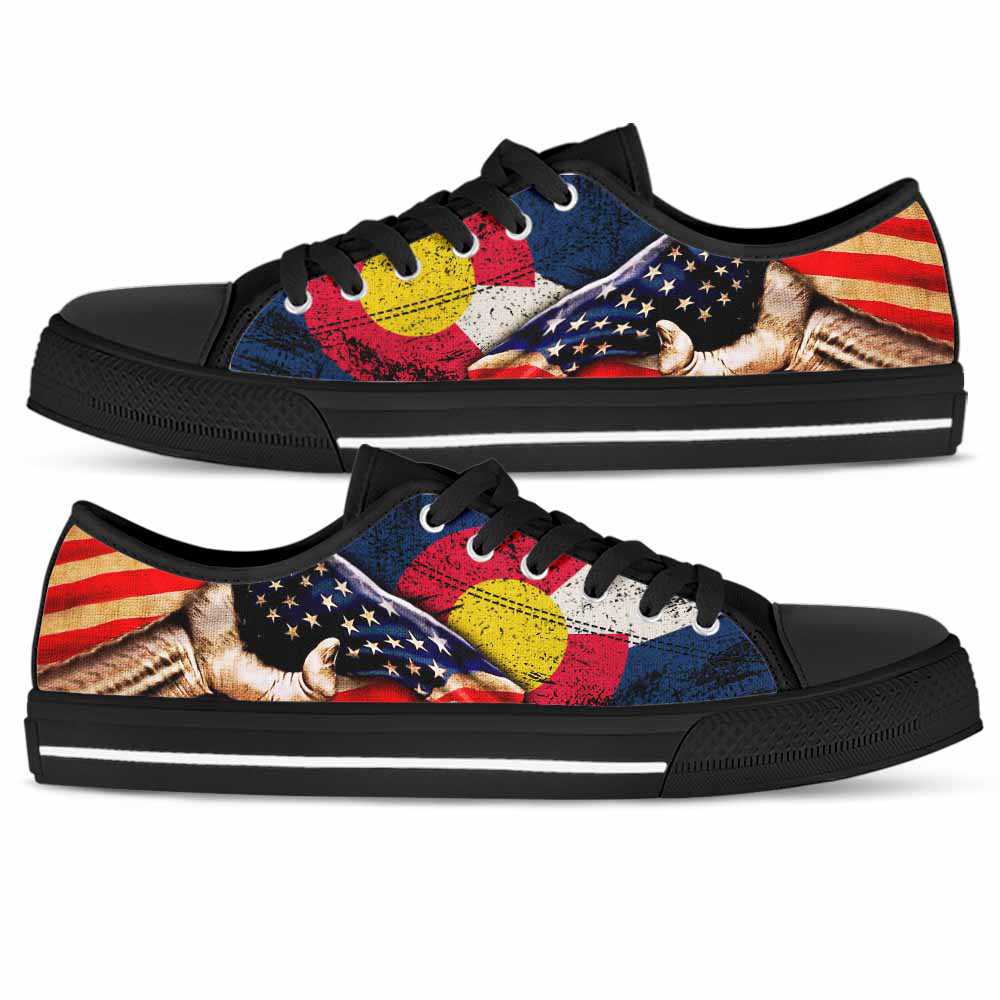 LTS-U-Stt-IdColoUsFlag-Colo-0 @ ID Colorado US Flag-Colorado Tennis Gym Shoes Low Top Shoes Sneakers. Colorado Flag Usa Flag Independence Day Custom Personalized Gift For Women And Men.