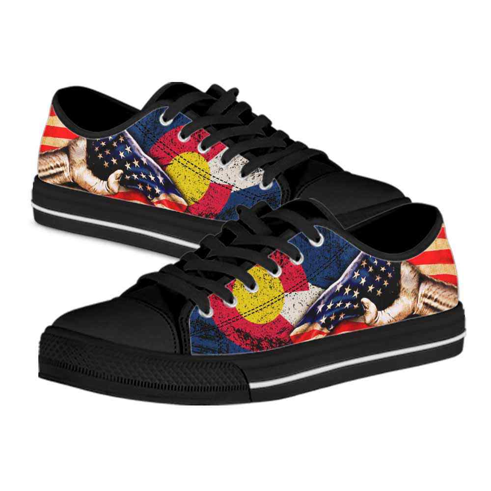 LTS-U-Stt-IdColoUsFlag-Colo-0 @ ID Colorado US Flag-Colorado Tennis Gym Shoes Low Top Shoes Sneakers. Colorado Flag Usa Flag Independence Day Custom Personalized Gift For Women And Men.