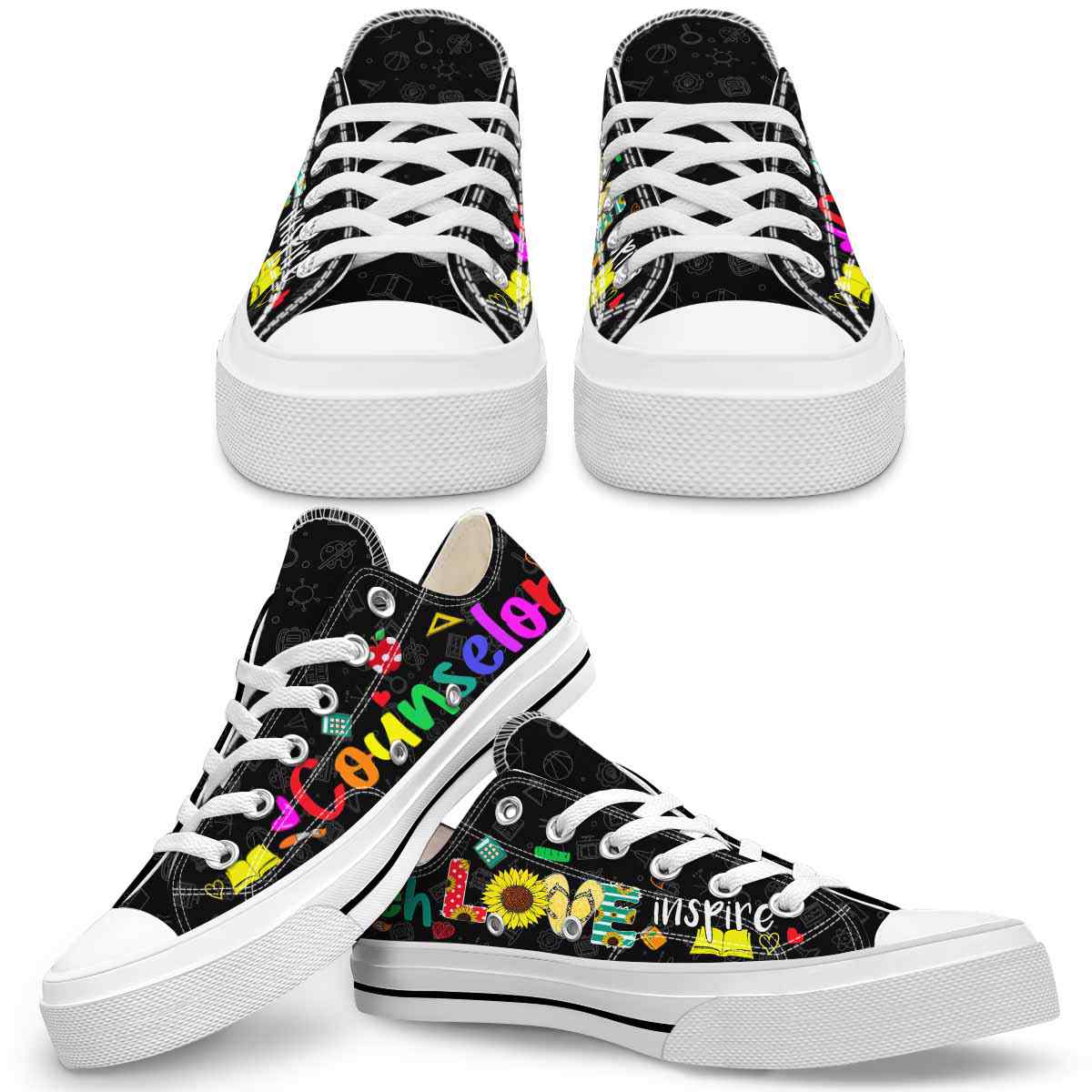 LTS-U-Job-LoveShoe-Csl-210831VY10-_School-Counselor-Floral-Colorful-Teach-Love-Inspire-Low-Top-Shoes_2_20210906 LTS-U-Job-LoveShoe-Csl-210831VY10 @ Counselor Love Shoe-School Counselor Floral Colorful Teach Love Inspire Low Top Shoes