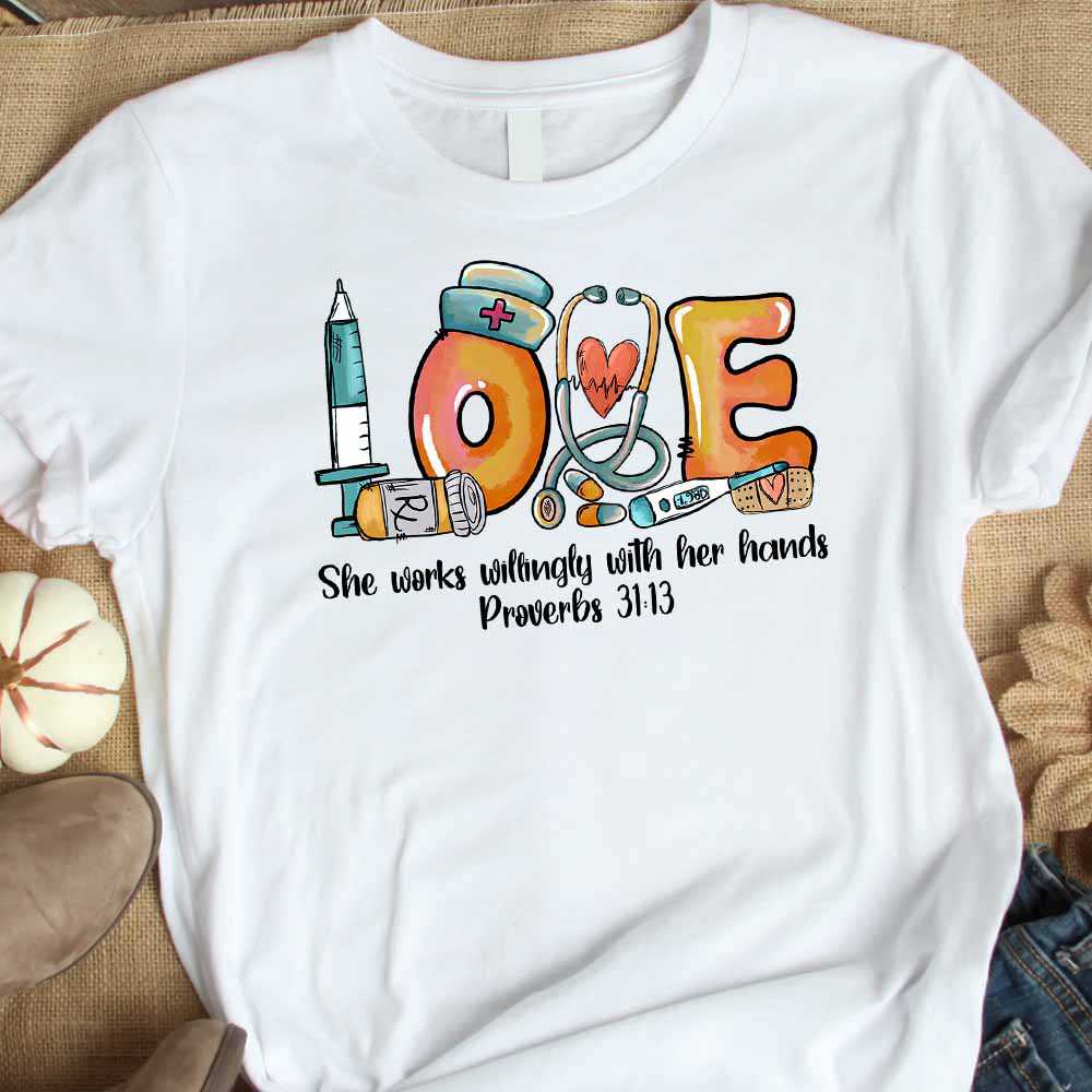 TS-U-Job-LoveToolRetr-Nur-210920VA199 @ She works willingly-Nurse She Works Willingly Vintage Shirt