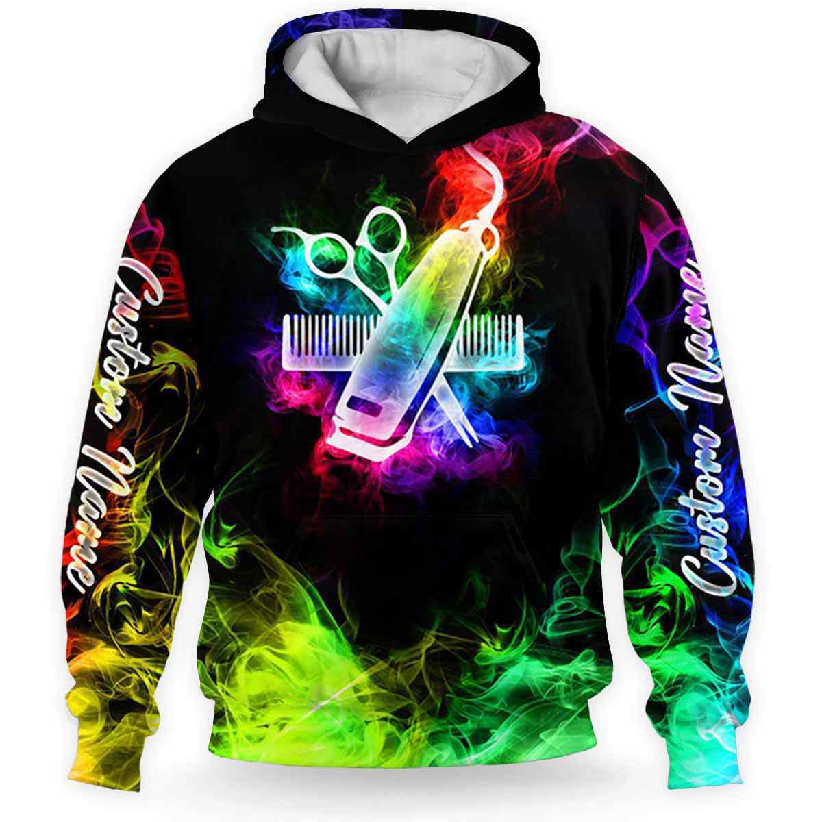 AOPH-U-Job-SmokTool-Hsty-211126VY10-Hairstylist Hair Stylist Hairdresser Cool 3D Full Print Hoodie For Women Men, Colorful Smoke Custom Name Hoodie / Funny Custom Gift