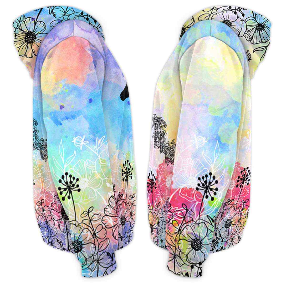 AOPH-W-Ani-WateFral-Hrse-211026VA10-_Horse-Floral-Line-Art-Watercolor-3D-Hoodie_4_20211031 AOPH-W-Ani-WateFral-Hrse-211026VA10-Horse 3D Hoodie For Women And Men, Best 3D Hoodie, Horse Floral Line Art Watercolor 3D Printed Hoodie